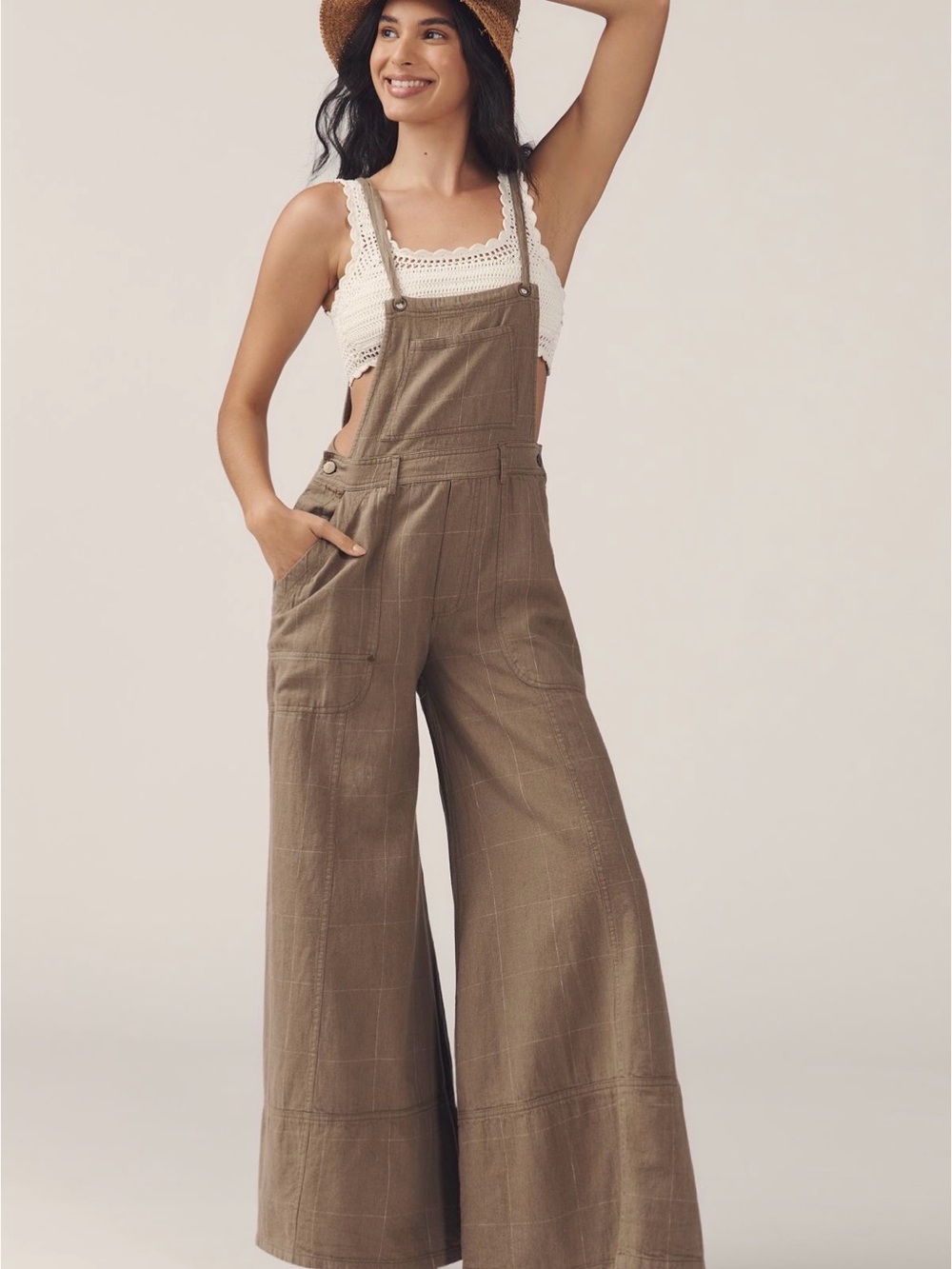 NWT Pilcro Carpenter Wide-Leg Linen
Cotton Jumpsuit